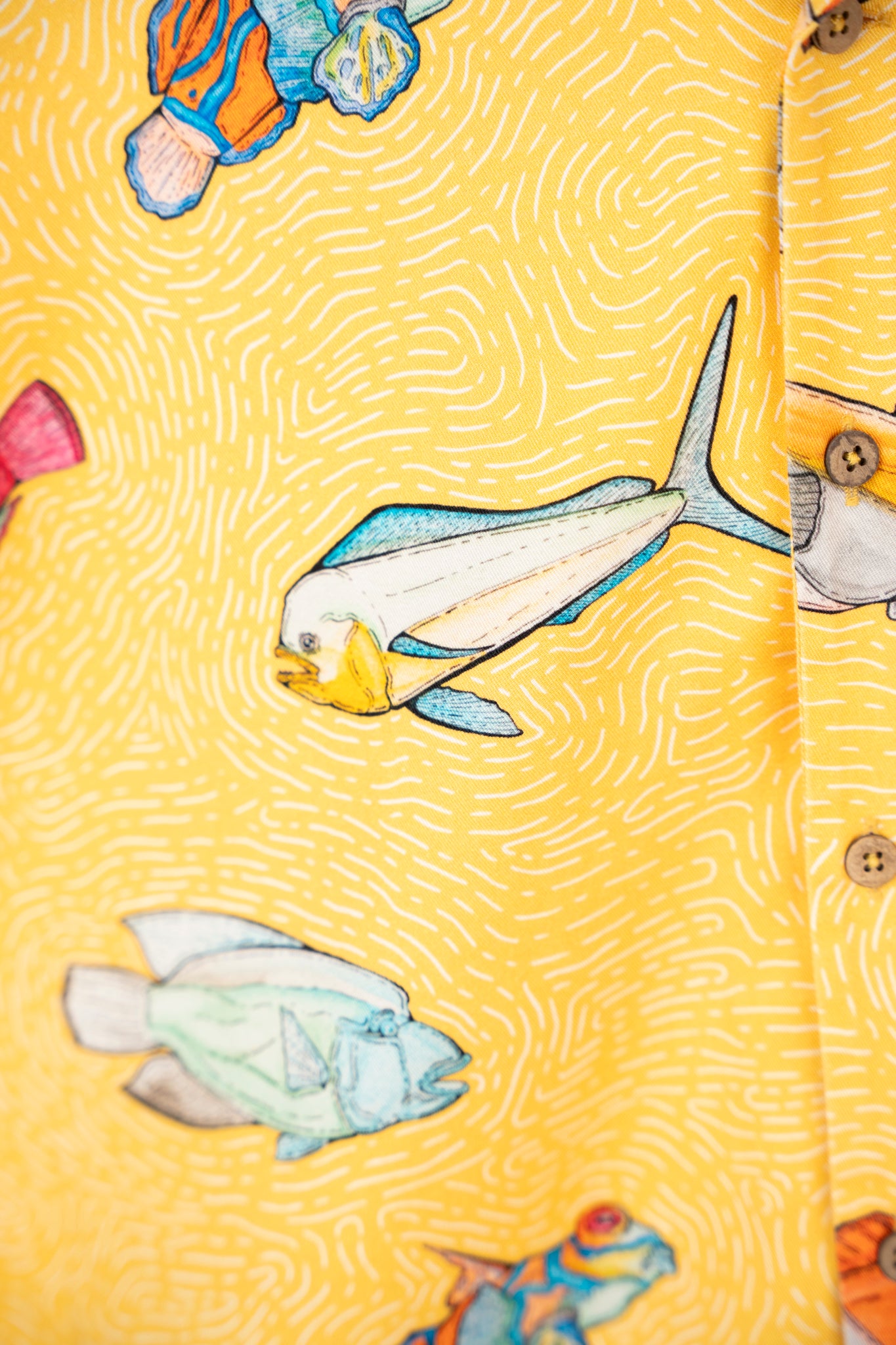 Exotic Fish Short Sleeve Shirt - Cream Gold