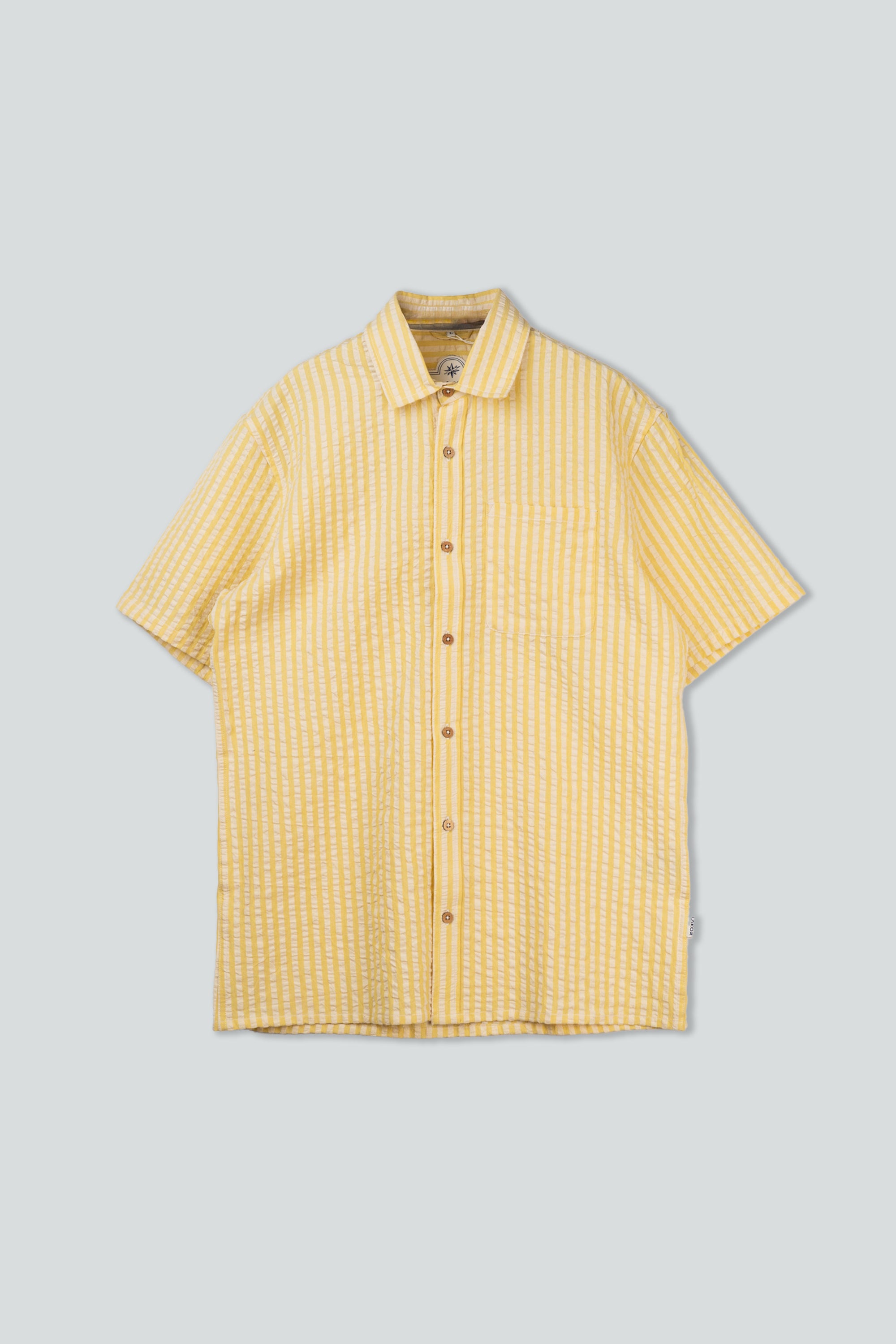 LAKOR Seer Sucker Short Sleeve Shirt Short Sleeve Shirt Cream Gold