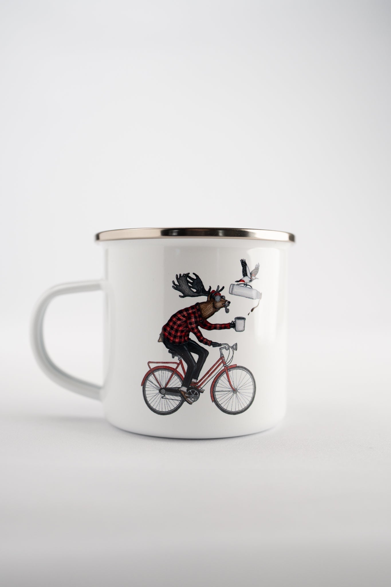 Off To Work Emaille Tasse
