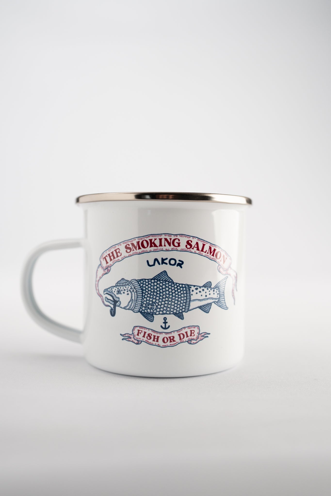 The Smoking Salmon Emaille Tasse