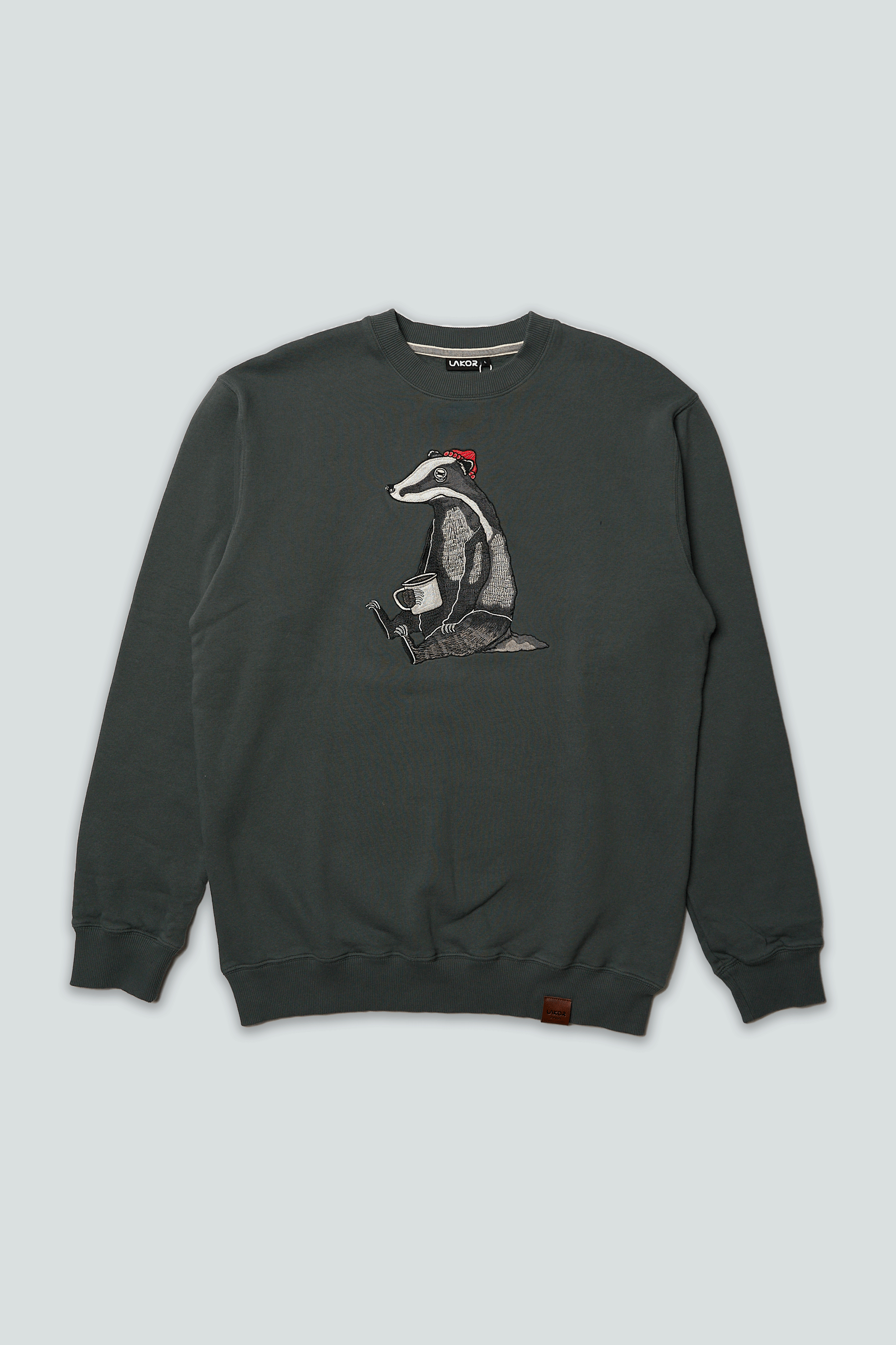 LAKOR Badger Coffee Crewneck Sweatshirt Urban Chic
