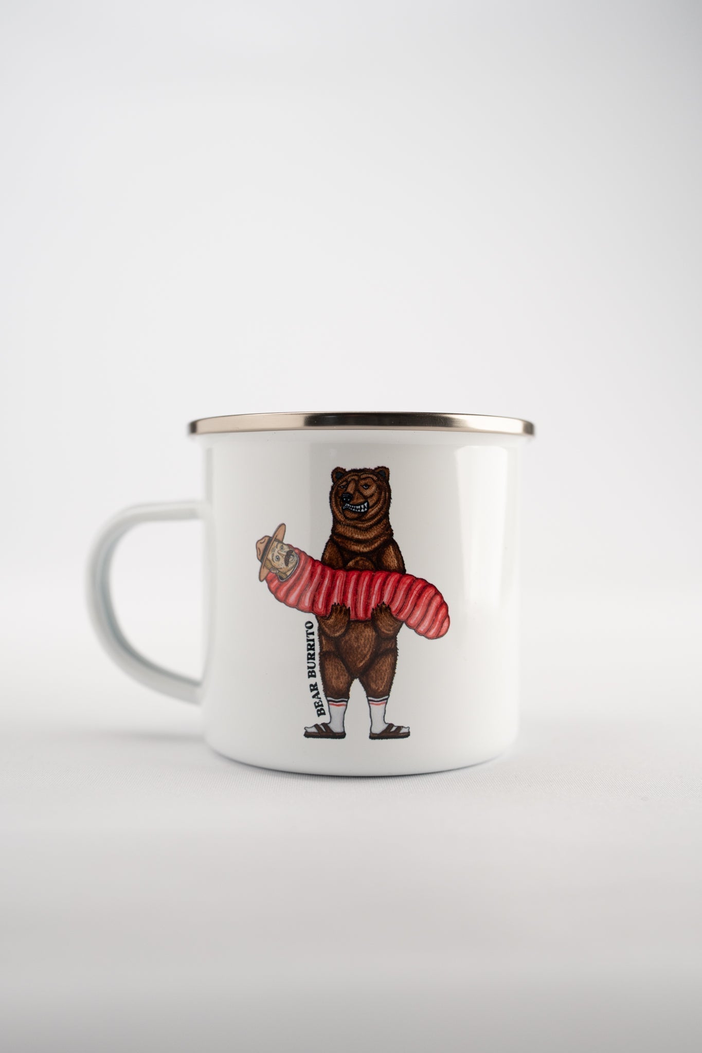 LAKOR Bear Burrito Emaljekrus Mug White