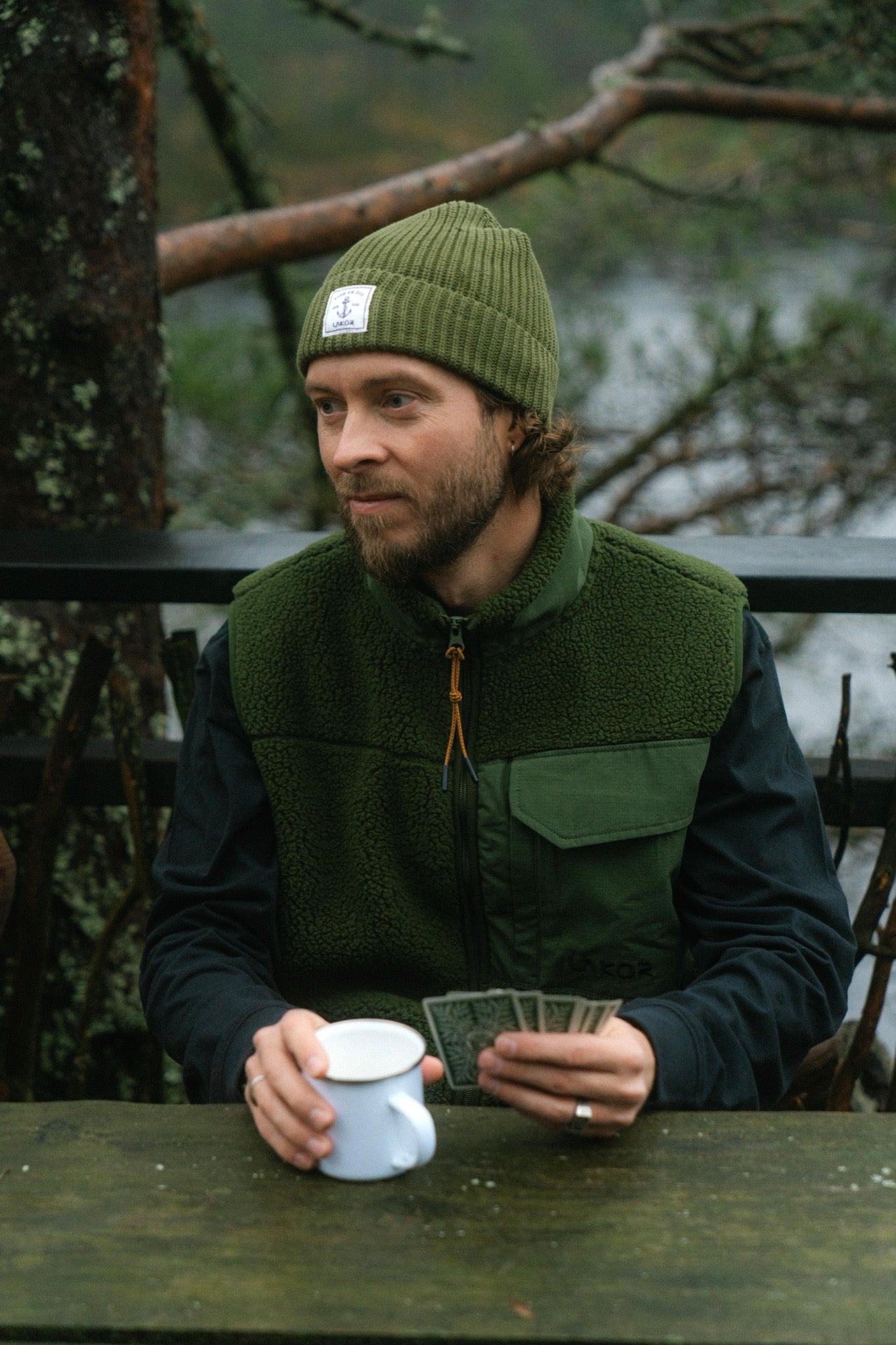 LAKOR Bear Sherpa Vest Jacket Riffle Green