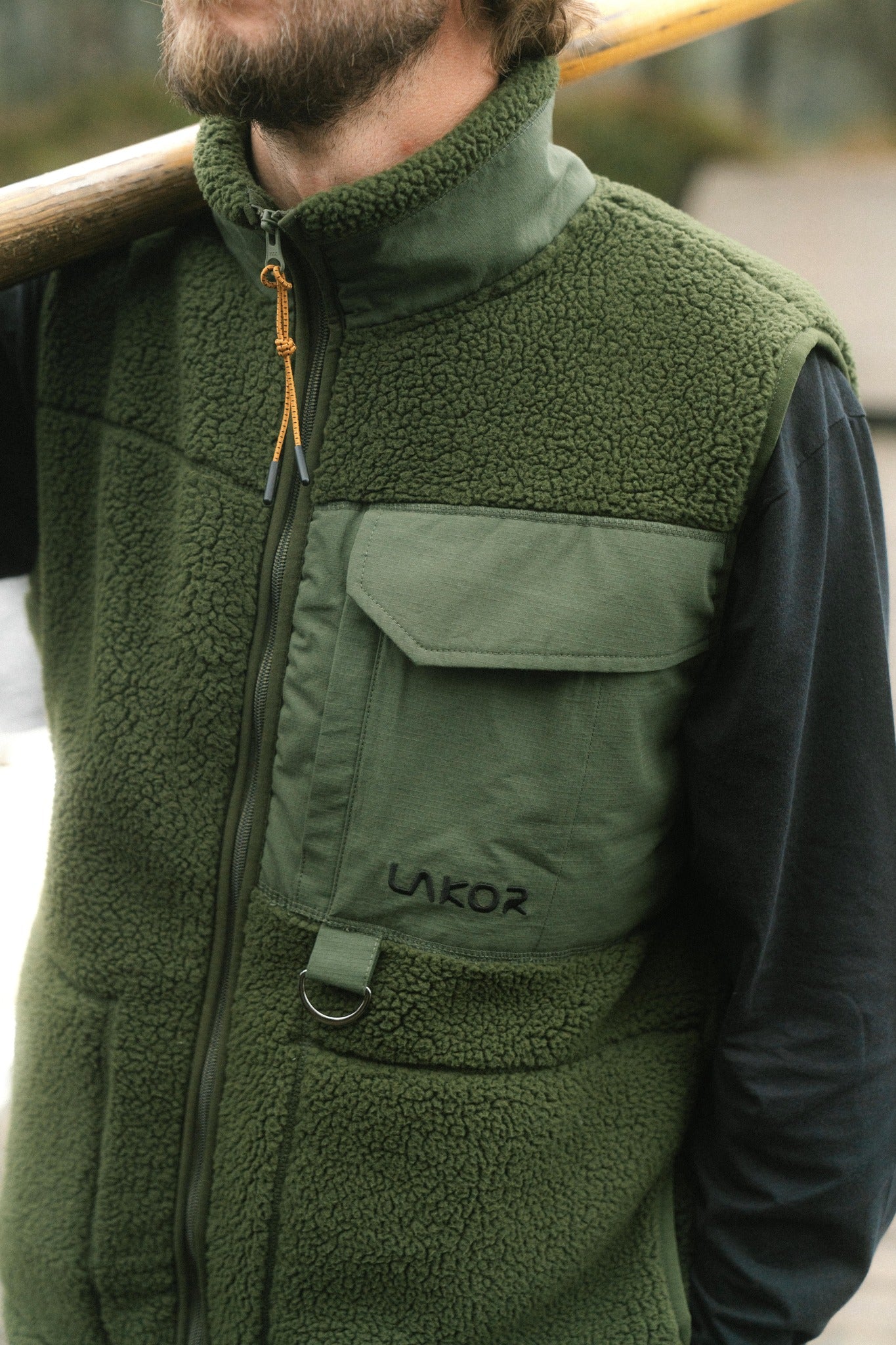LAKOR Bear Sherpa Vest Jacket Riffle Green