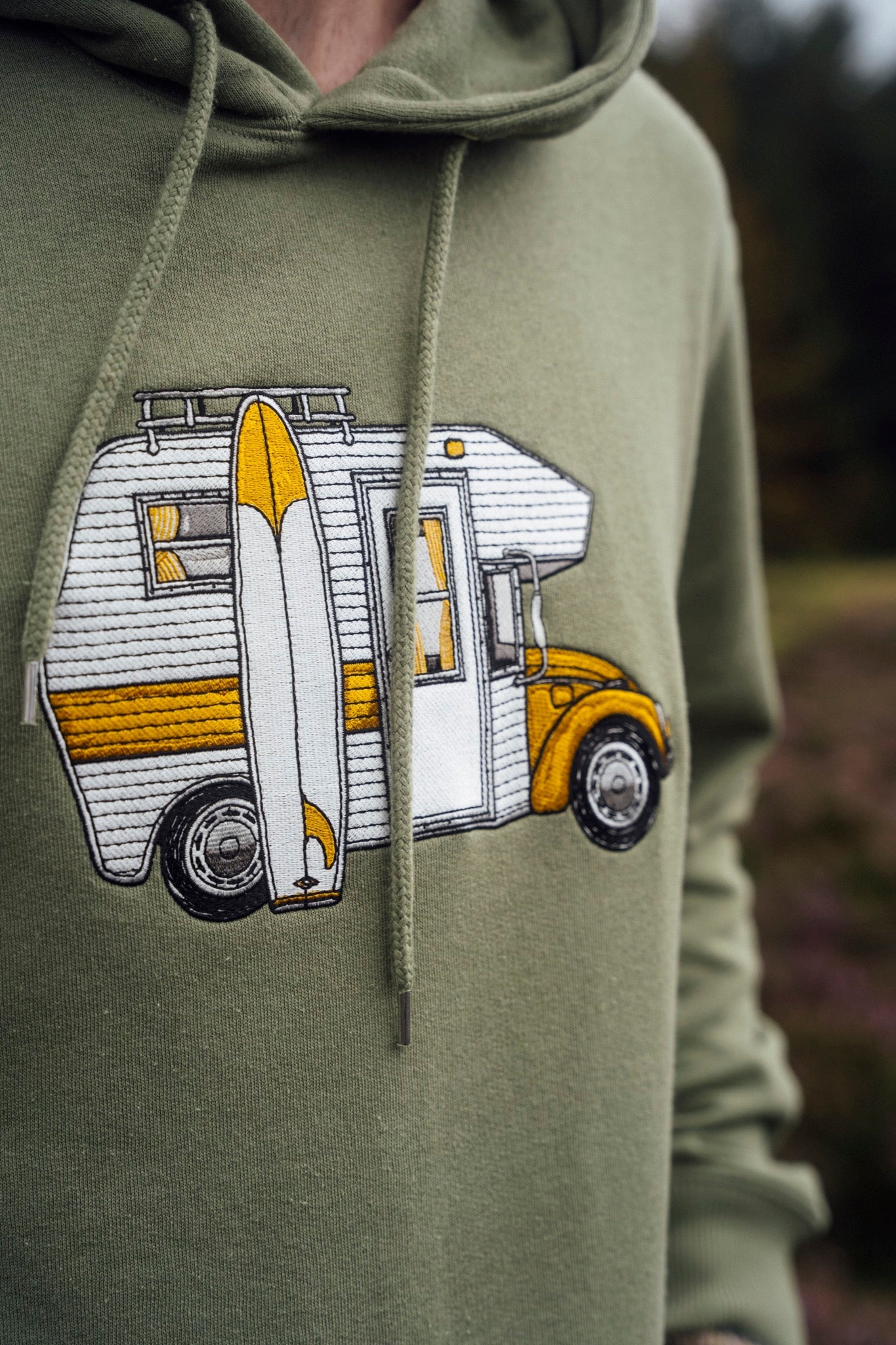 Camper Car Hoodie - Oil Green