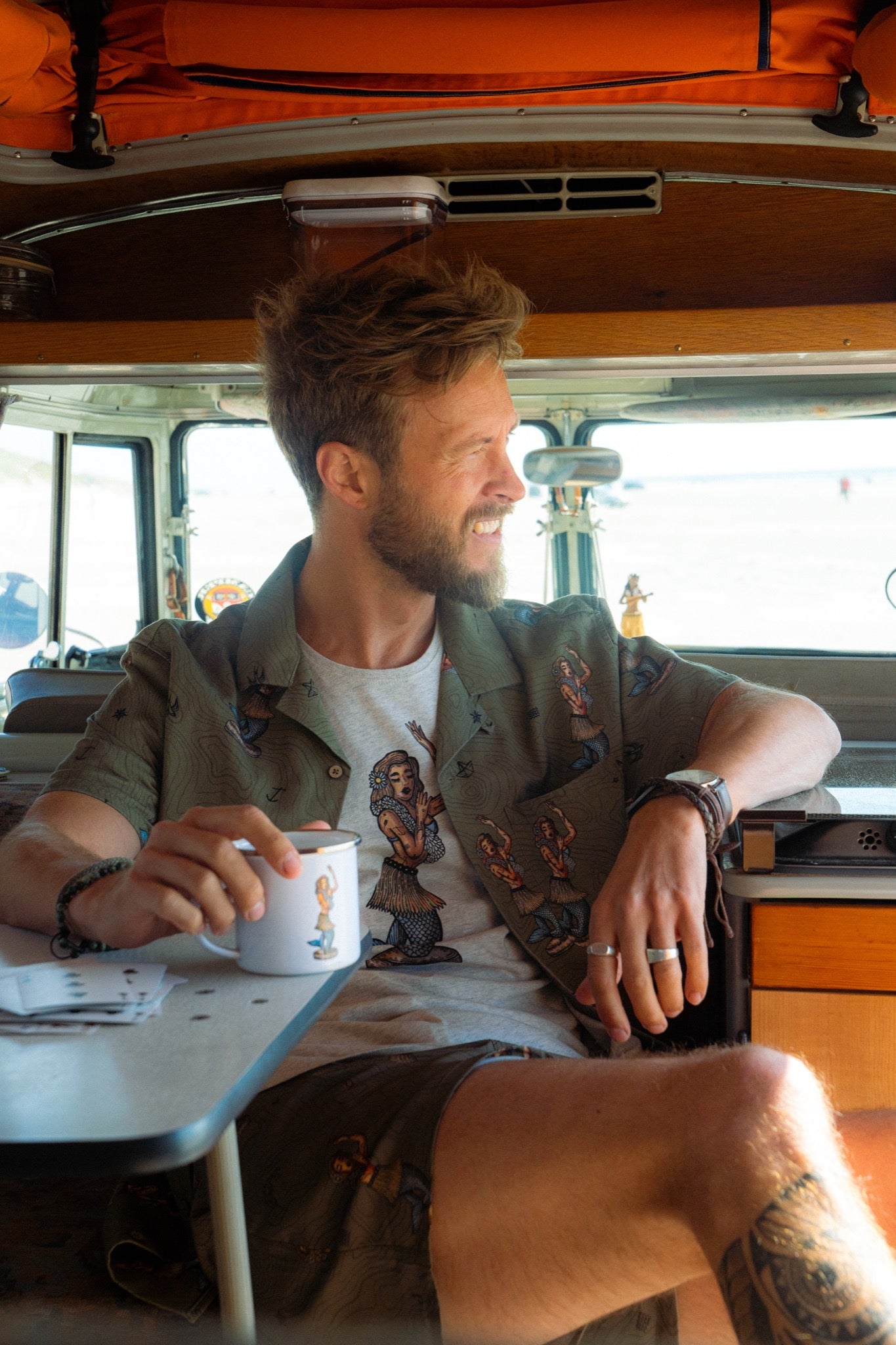 LAKOR Dashboard Hula Short Sleeve Shirt Short Sleeve Shirt Deep Lichen Green