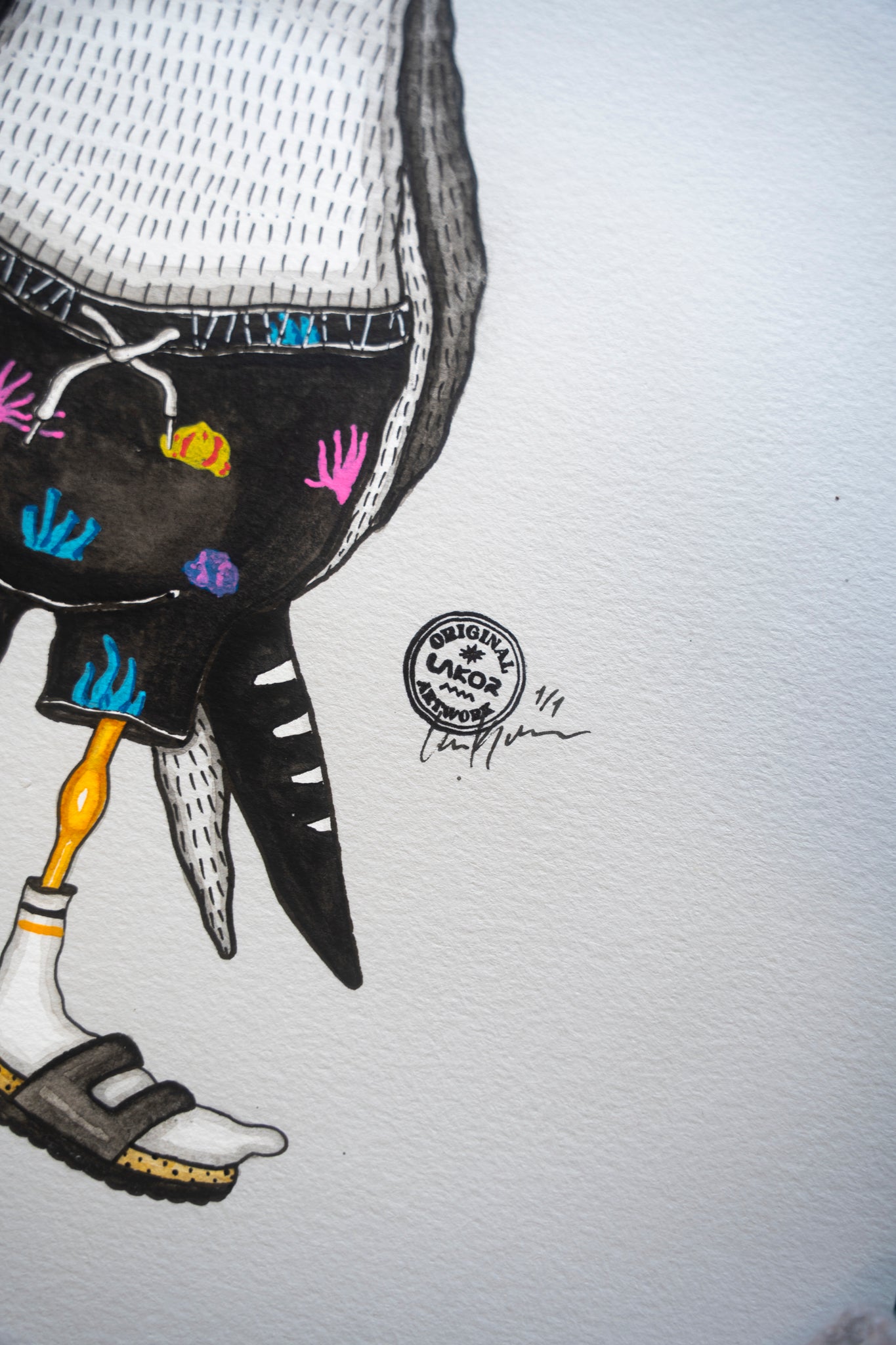 LAKOR Flipping The Bird Original Original Artwork White