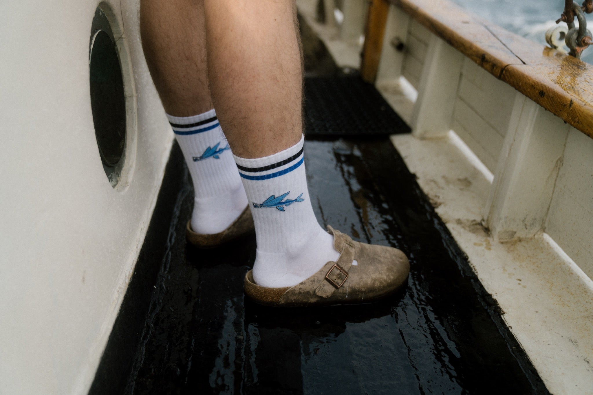 Fly Fish Tennis Socks - White
