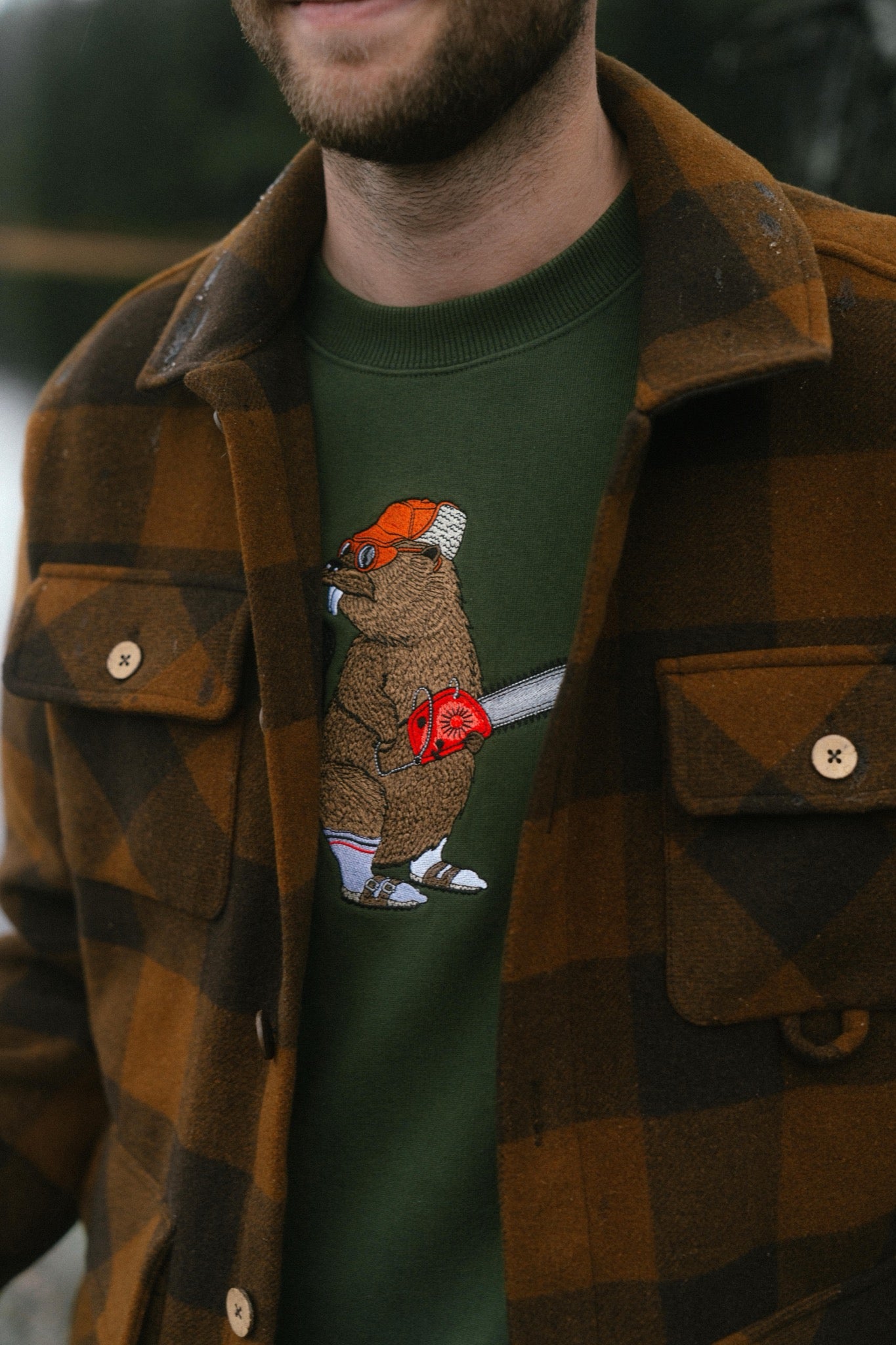 LAKOR Lazy Lumber Crewneck Sweatshirt Riffle Green
