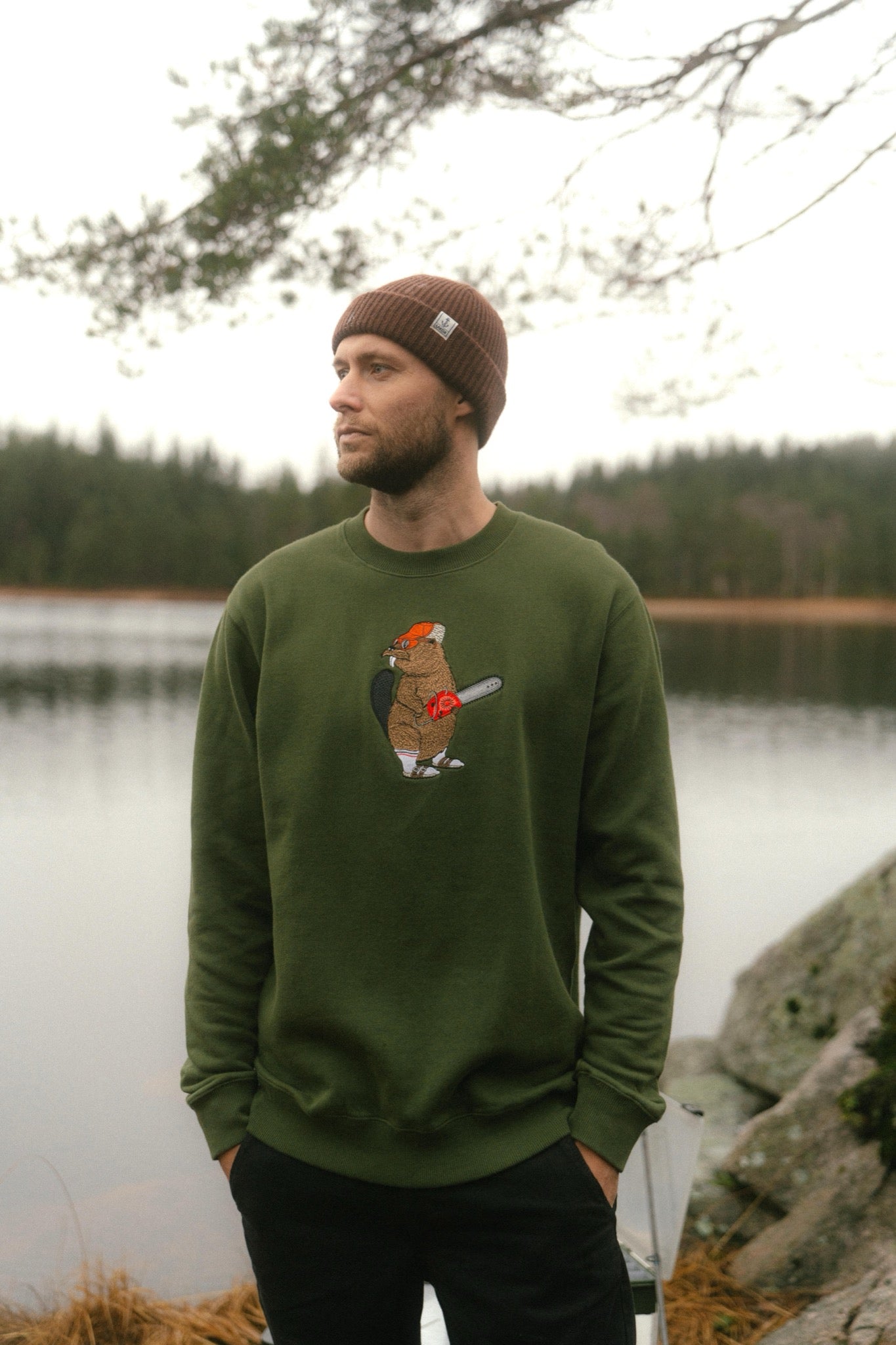 LAKOR Lazy Lumber Crewneck Sweatshirt Riffle Green