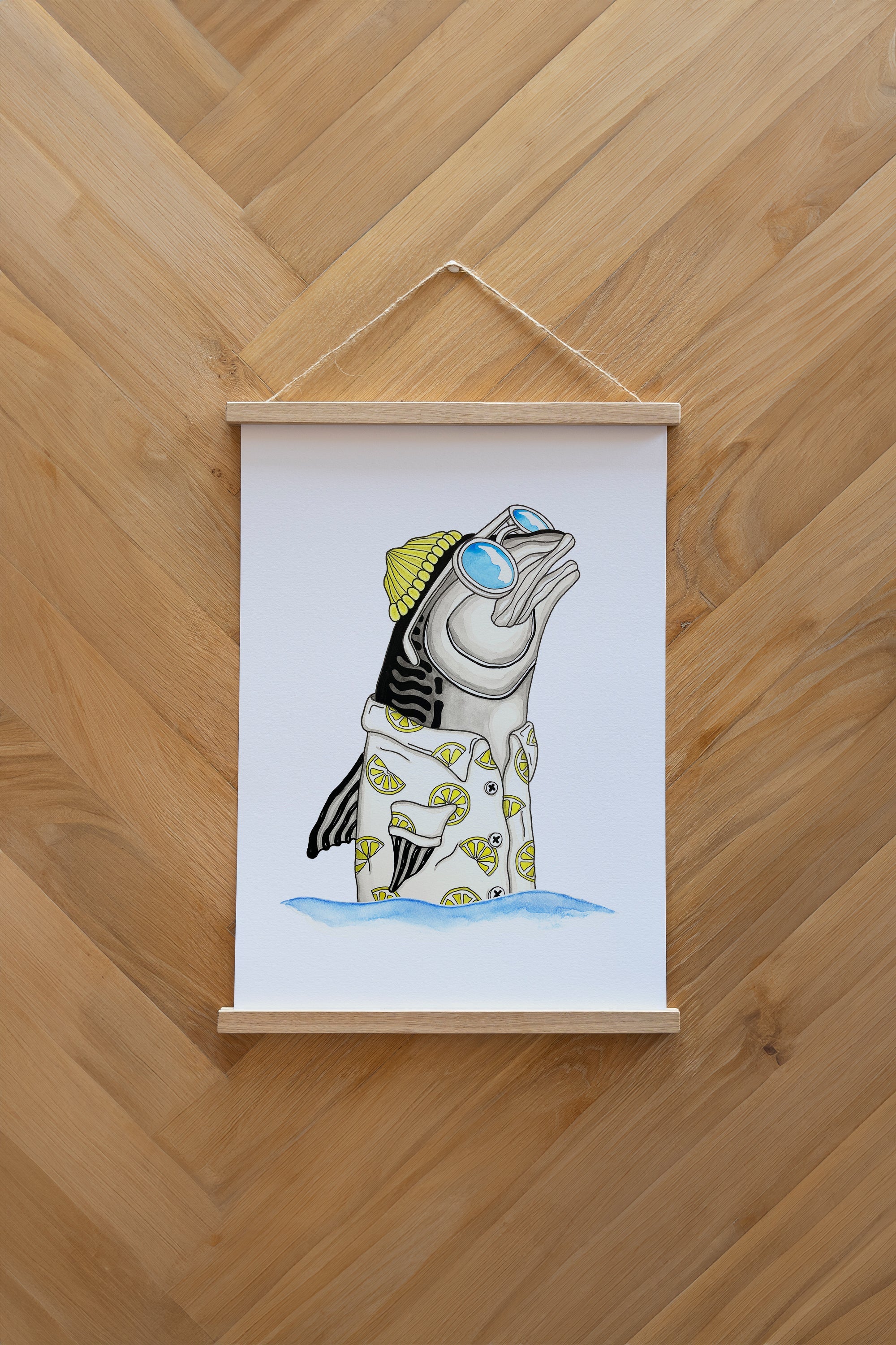 Mackerel Lemon Poster - White