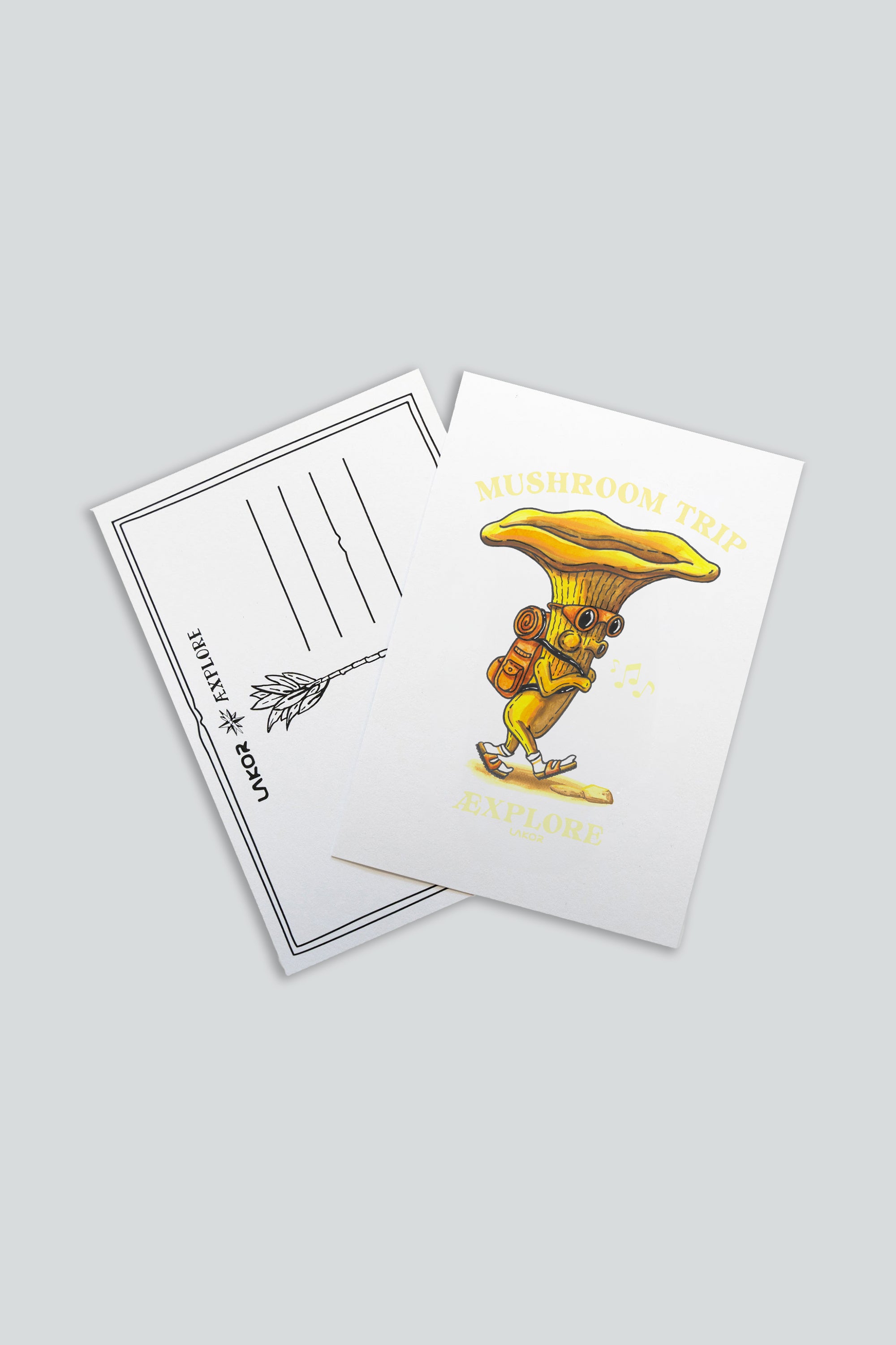 LAKOR Mushroom Trip Postkort Postcard White