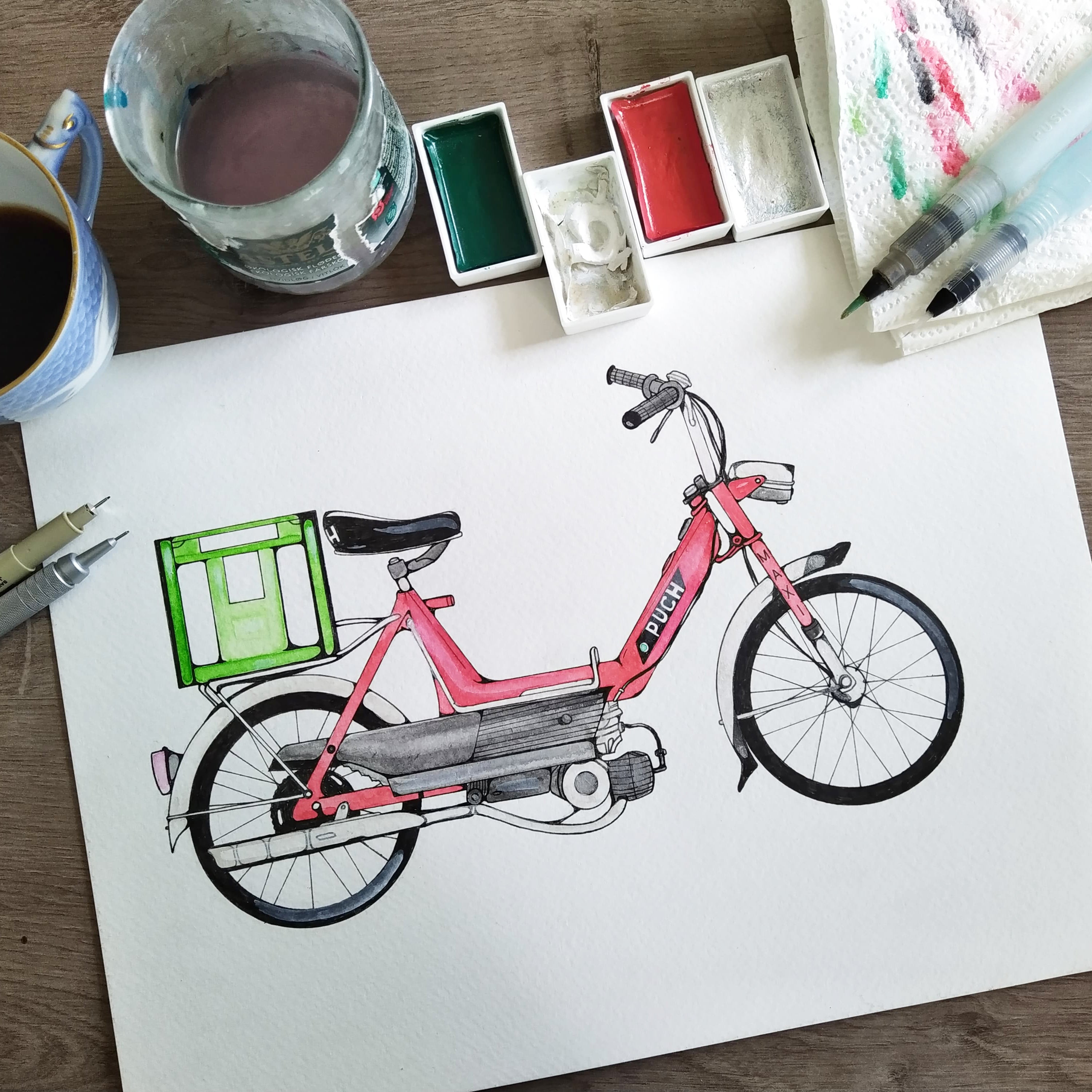 LAKOR Red Puch Plakat Poster White