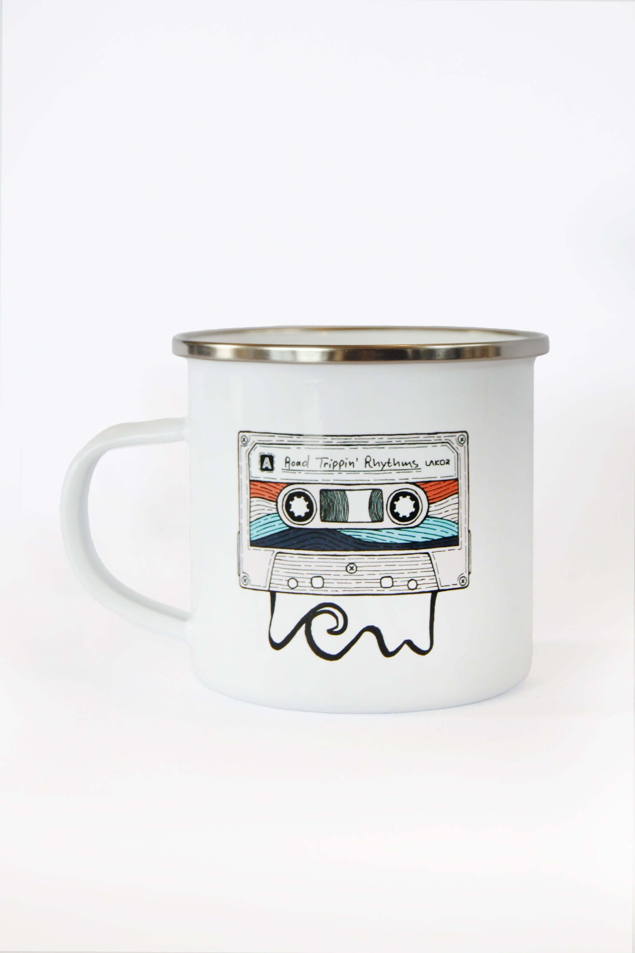 LAKOR Road Trippin' Rhythms Emaljekrus Mug White