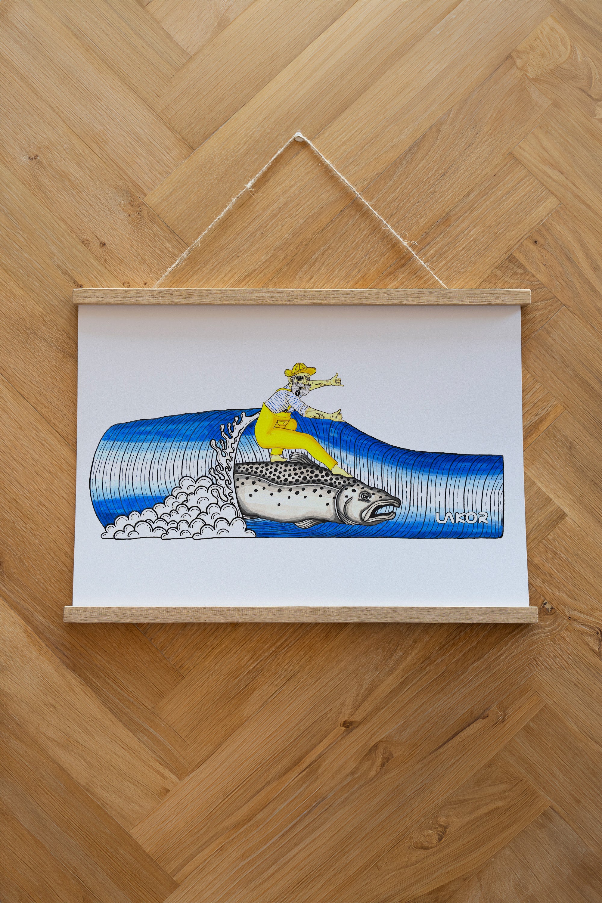 LAKOR Salmon Surfer Plakat Poster White