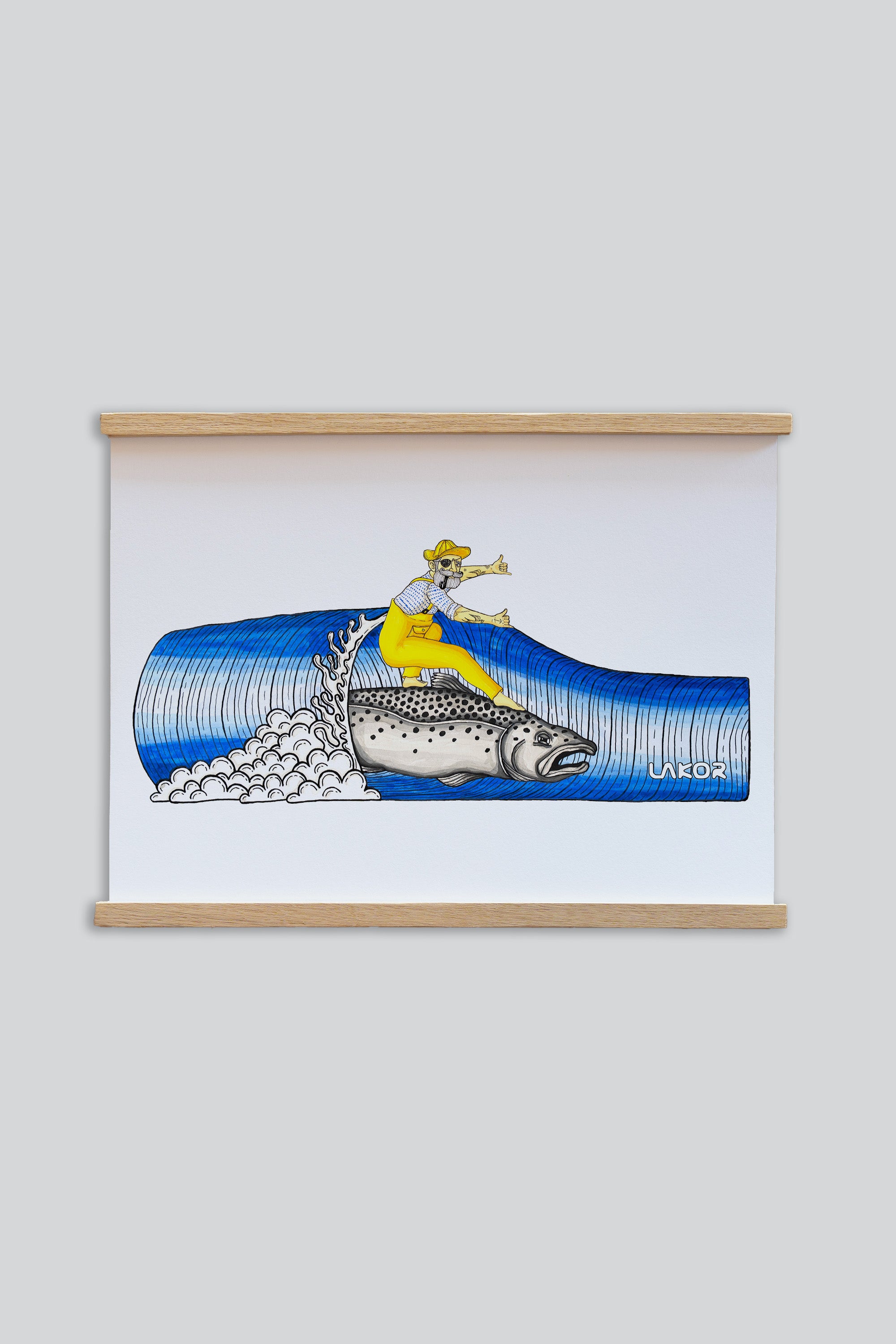 LAKOR Salmon Surfer Plakat Poster White