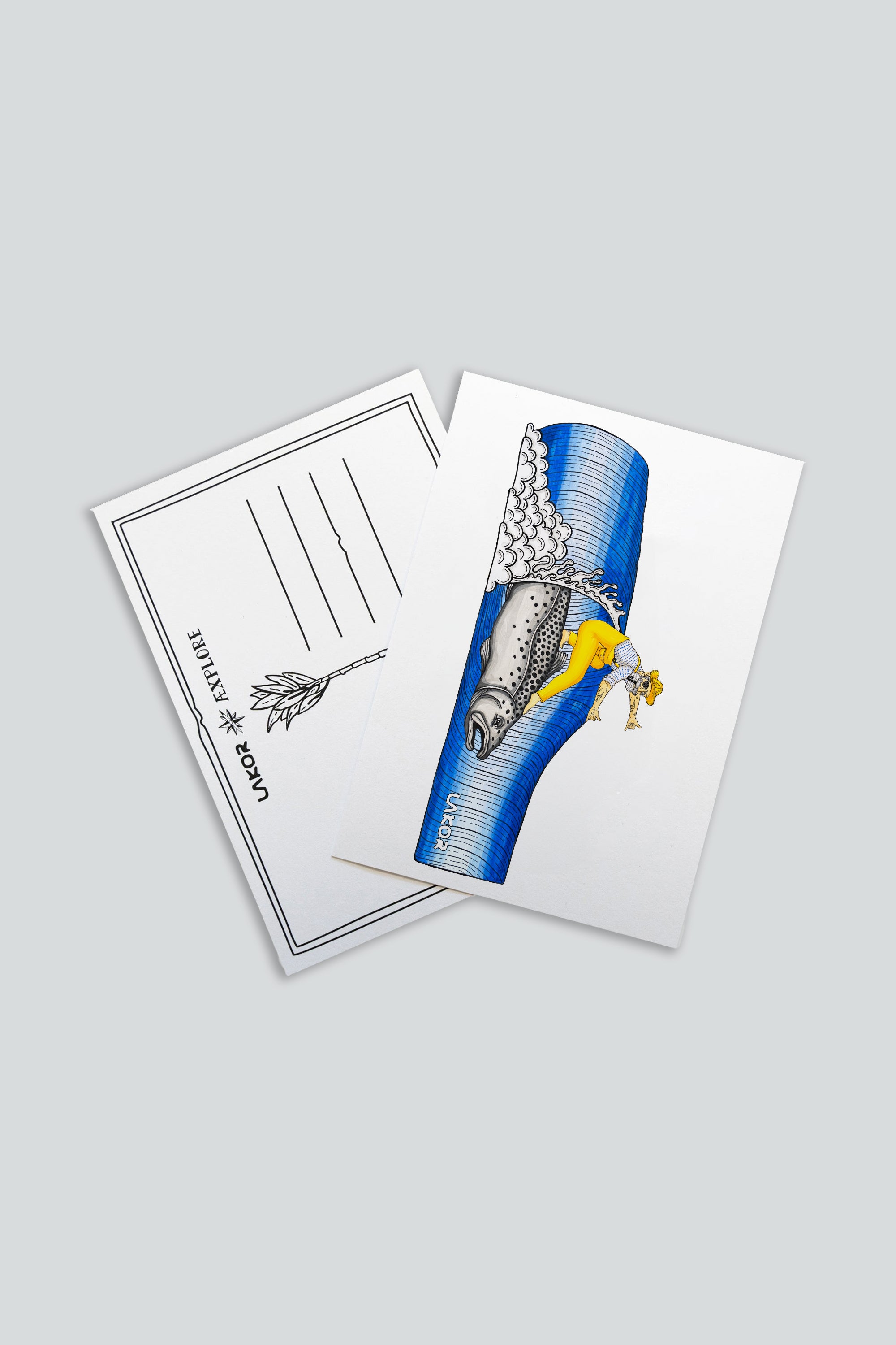 LAKOR Salmon Surfer Postkort Postcard White