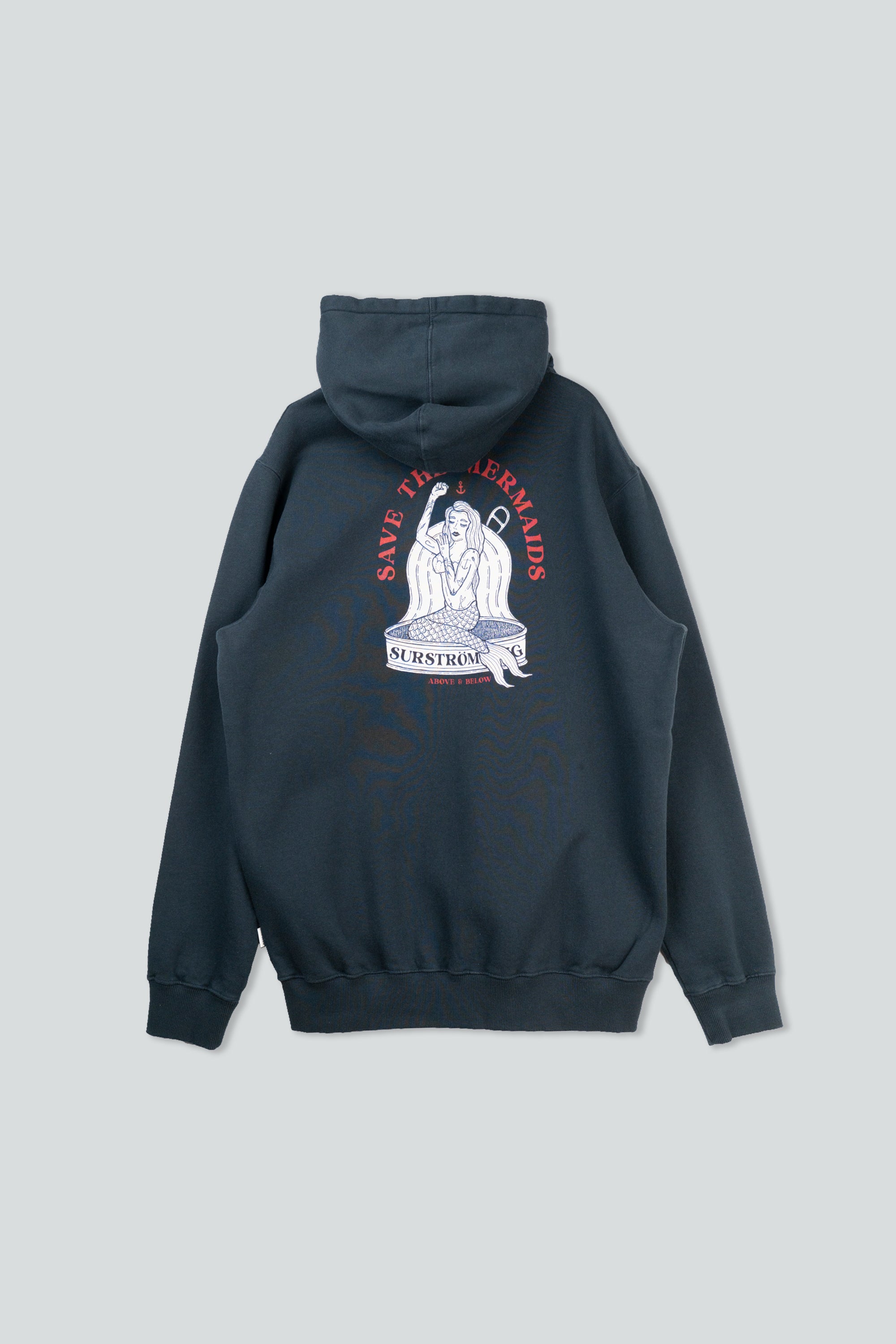 LAKOR Save The Mermaids Back Zip Hoodie Sweatshirt Blueberry