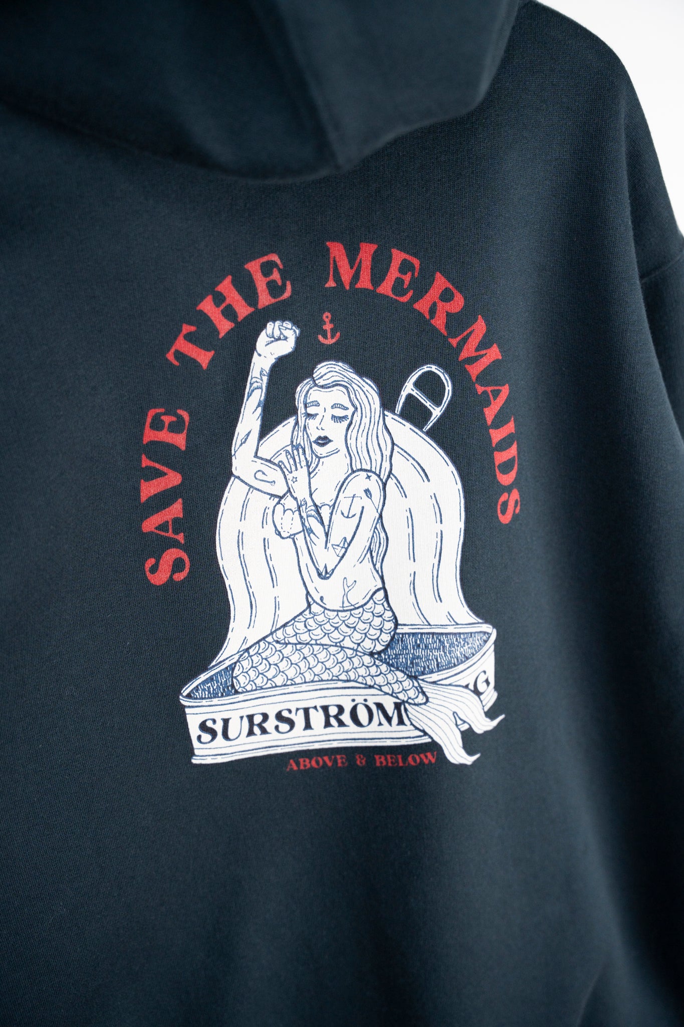 LAKOR Save The Mermaids Back Zip Hoodie Sweatshirt Blueberry
