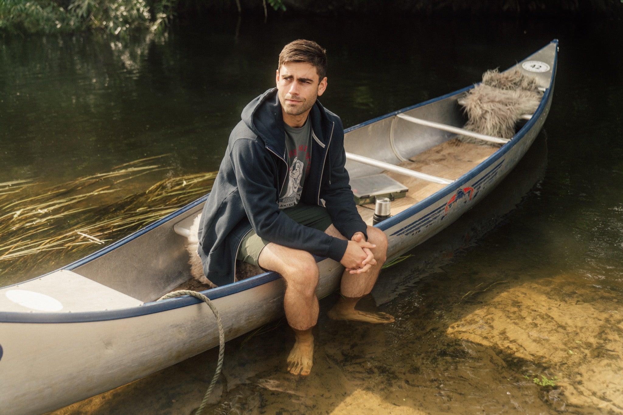 LAKOR Save The Mermaids Back Zip Hoodie Sweatshirt Blueberry