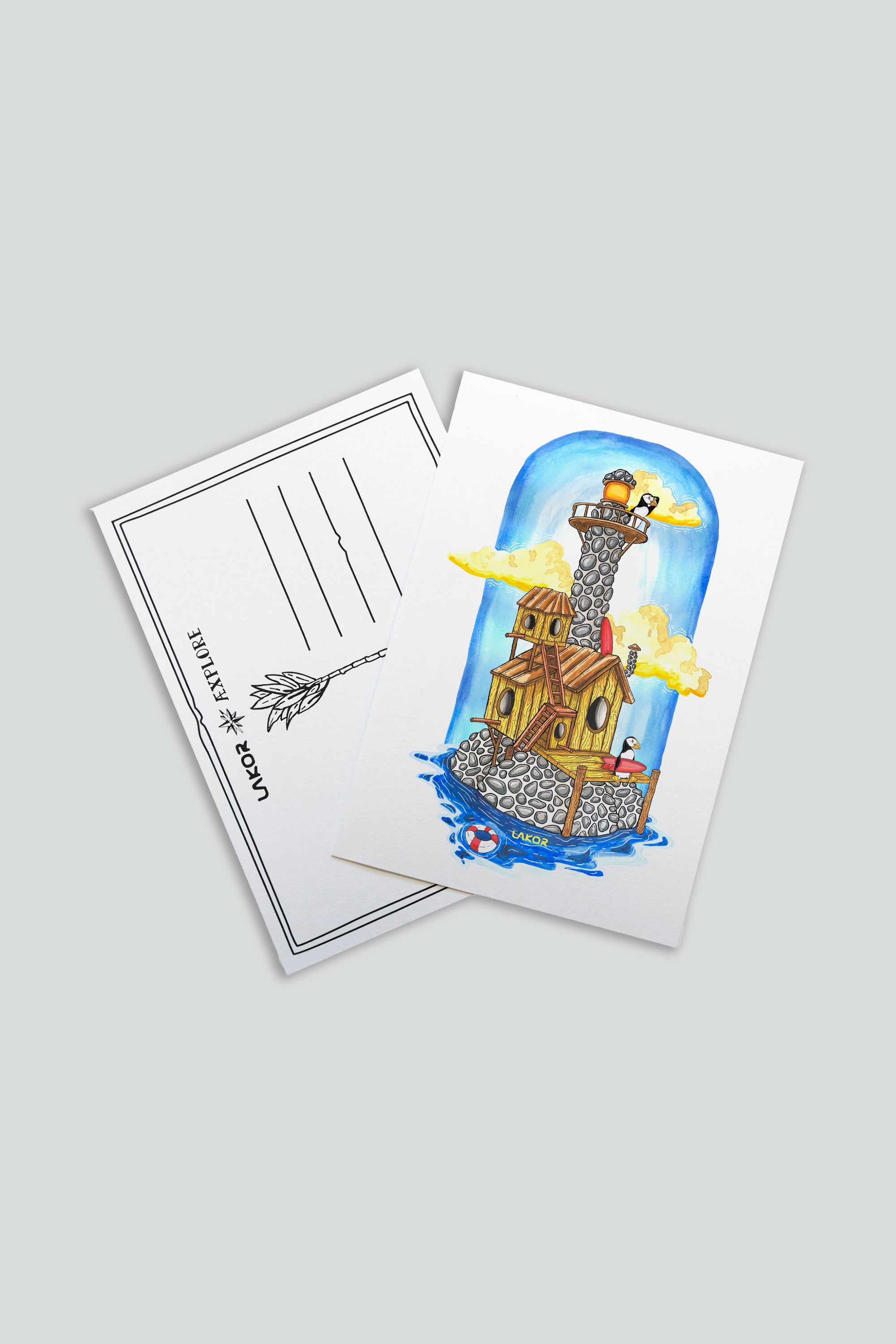 LAKOR Sea Parrot Summerhouse Postkort Postcard White