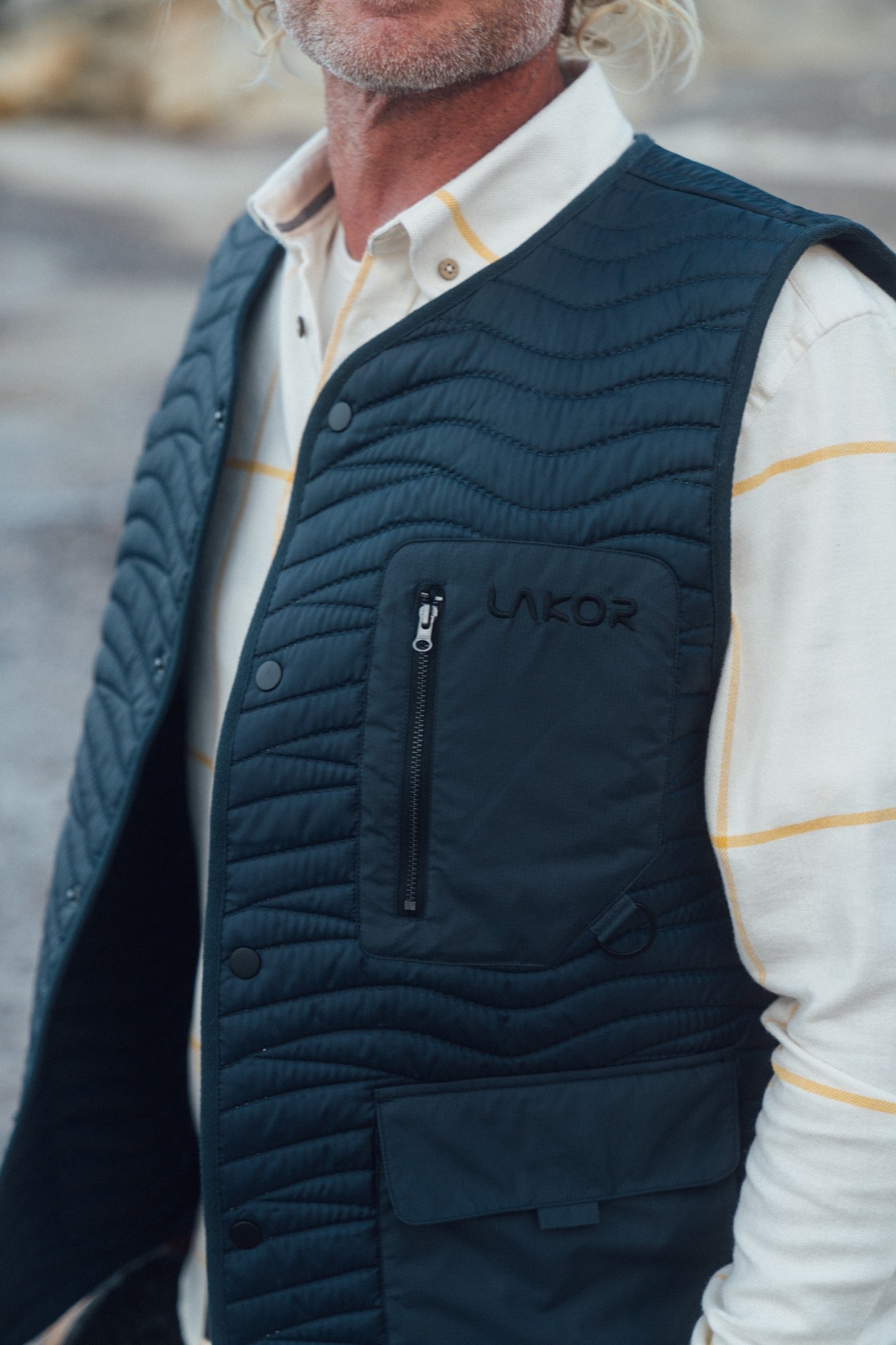 LAKOR Seaway Quilted Vest Jacket Blueberry