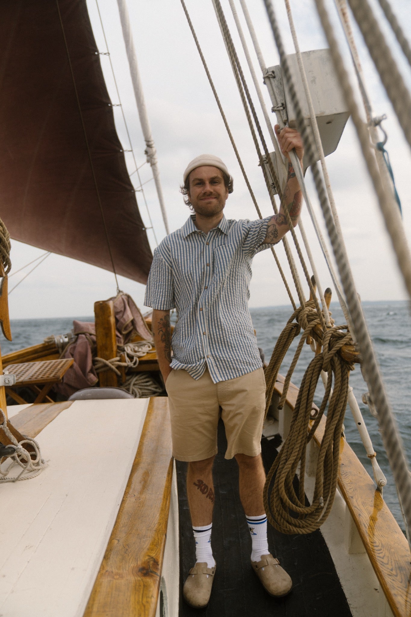 LAKOR Seer Sucker Short Sleeve Shirt Short Sleeve Shirt Bering Sea