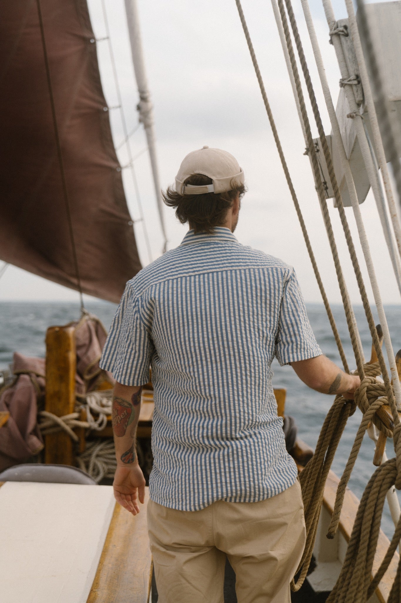 LAKOR Seer Sucker Short Sleeve Shirt Short Sleeve Shirt Bering Sea