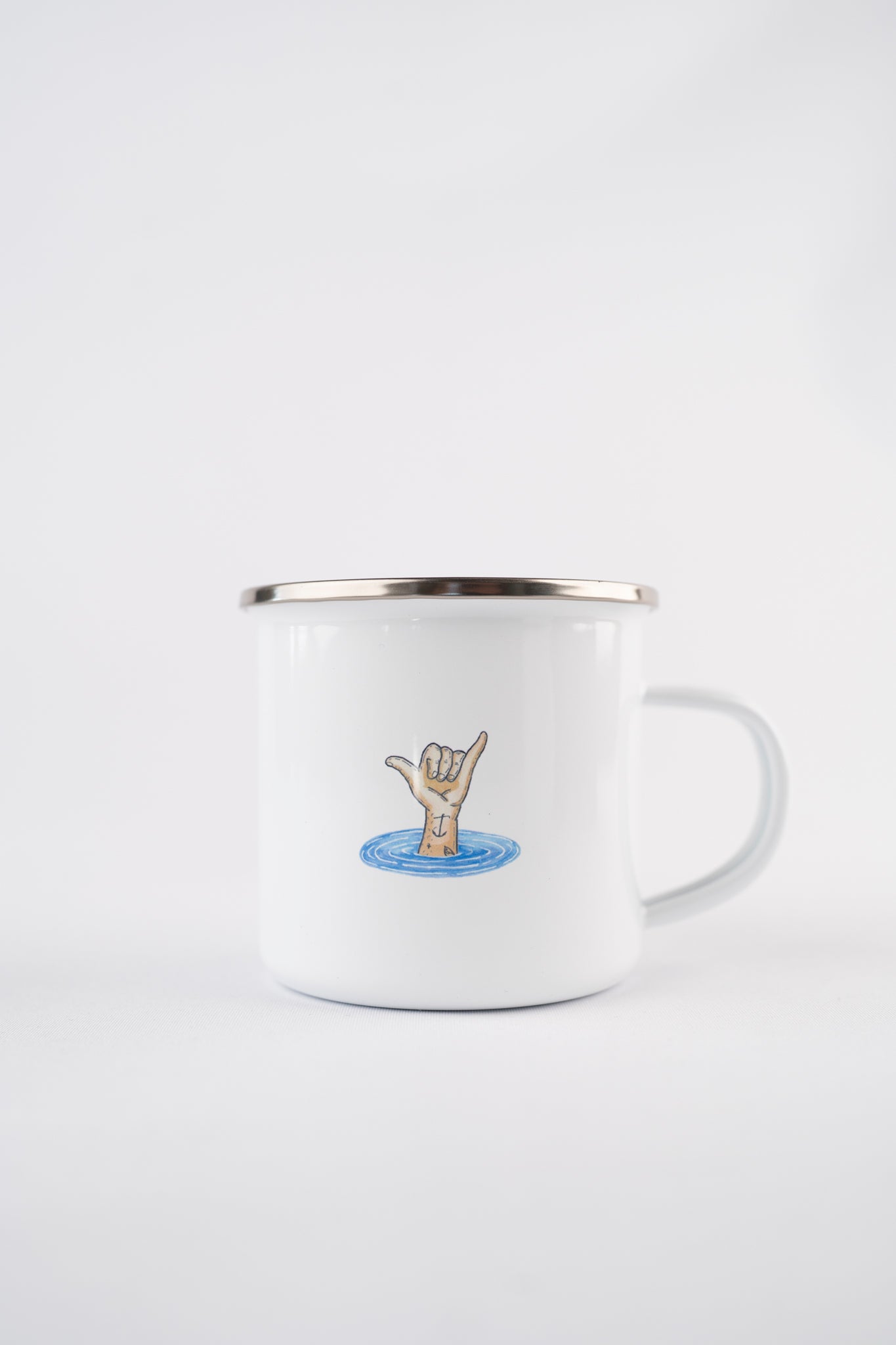 Shark Shaka Emaille Tasse - White