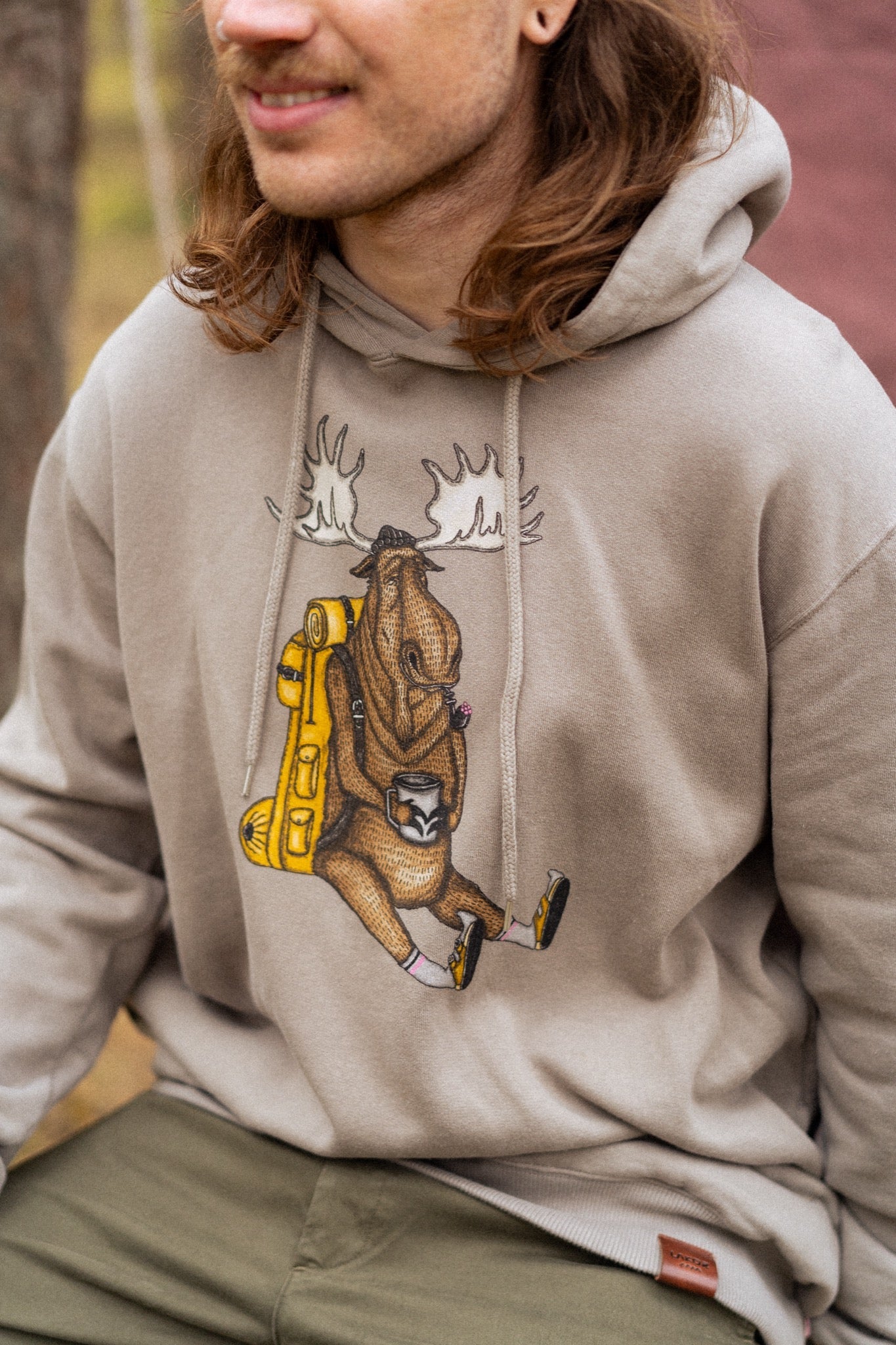LAKOR Snooze Moose Hoodie Sweatshirt Fallen Rock