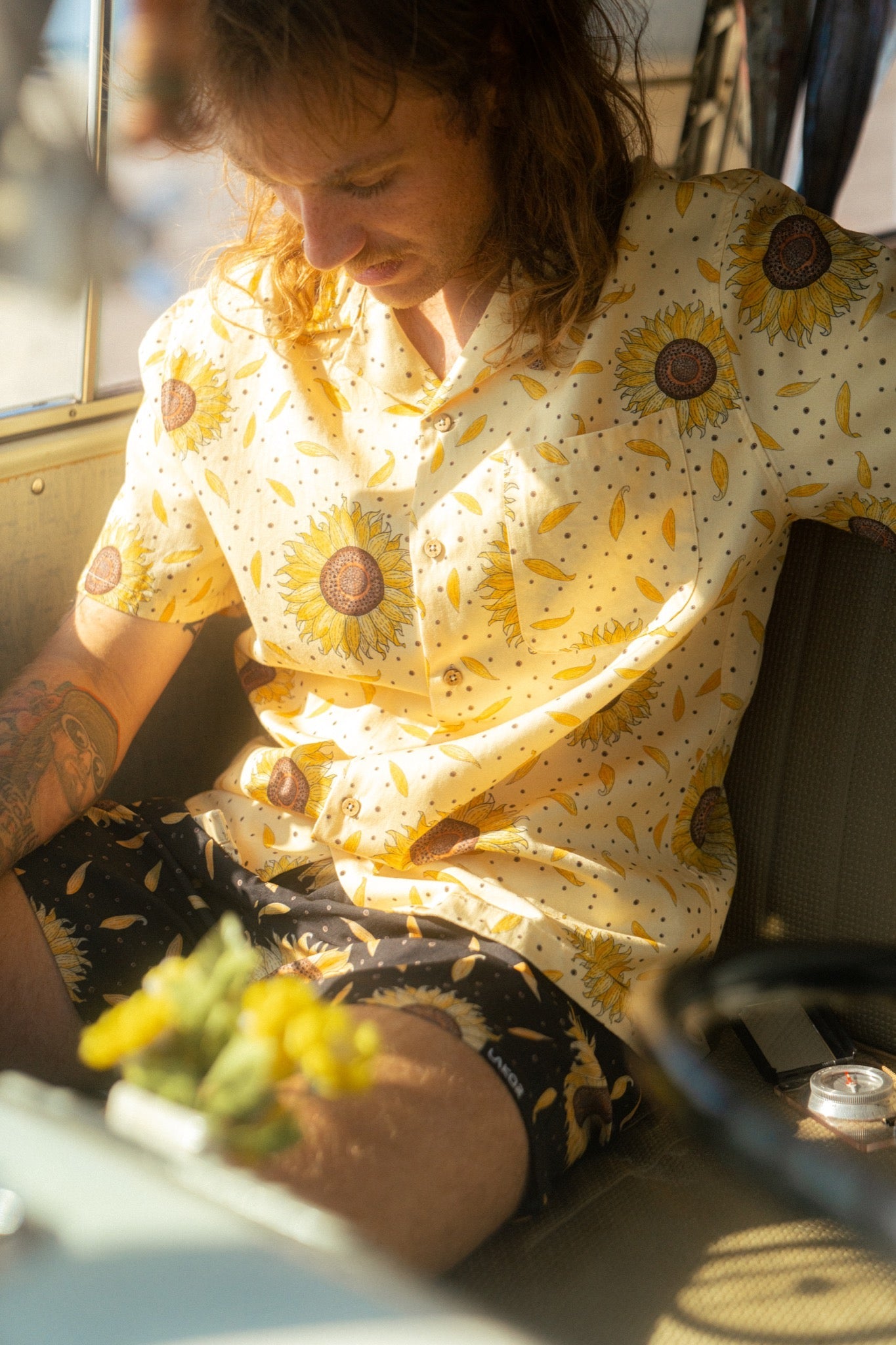 LAKOR Sunflower Short Sleeve Shirt Short Sleeve Shirt Anise Flower