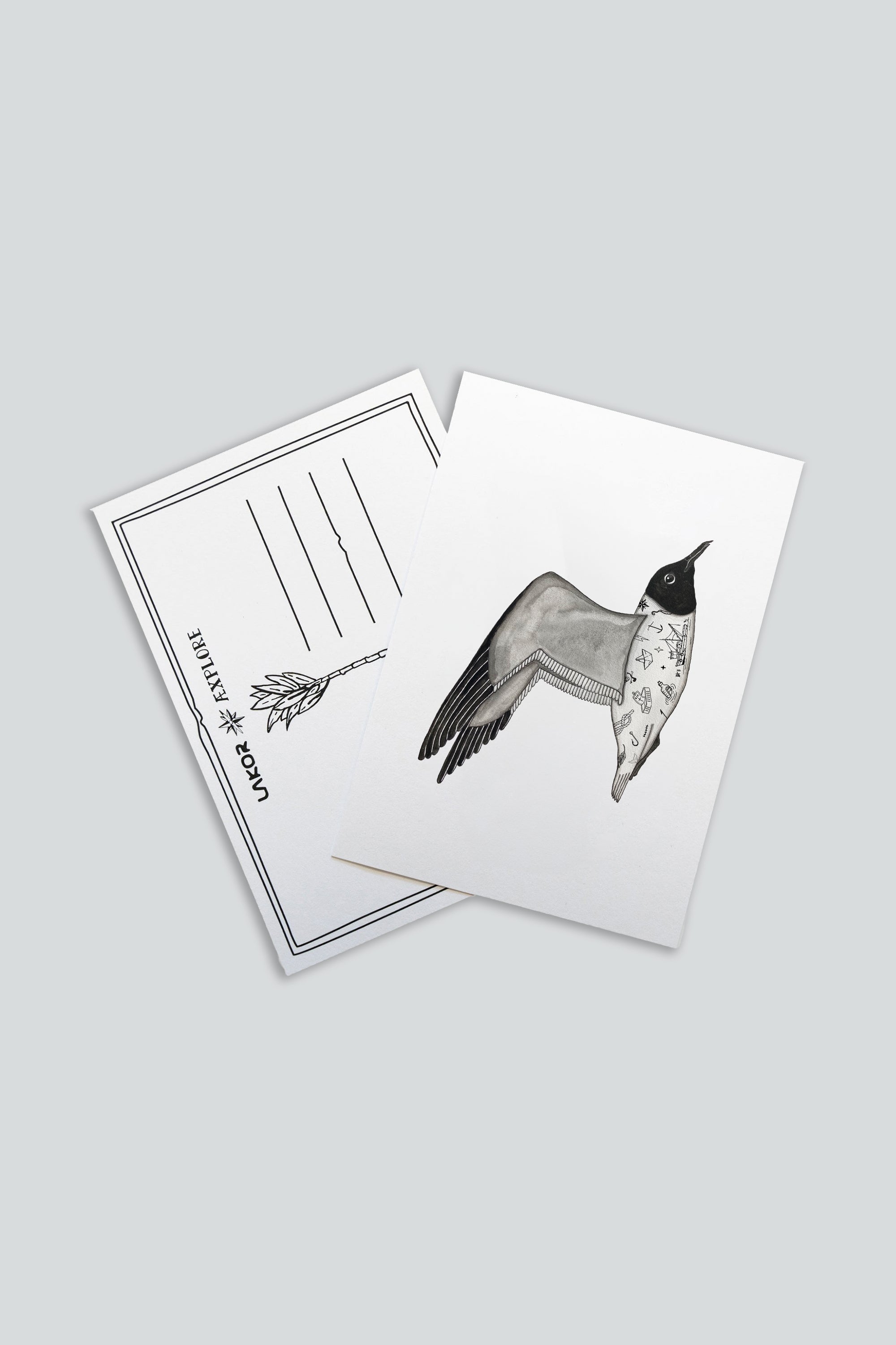 LAKOR Tattooed Seagull Postkort Postcard White