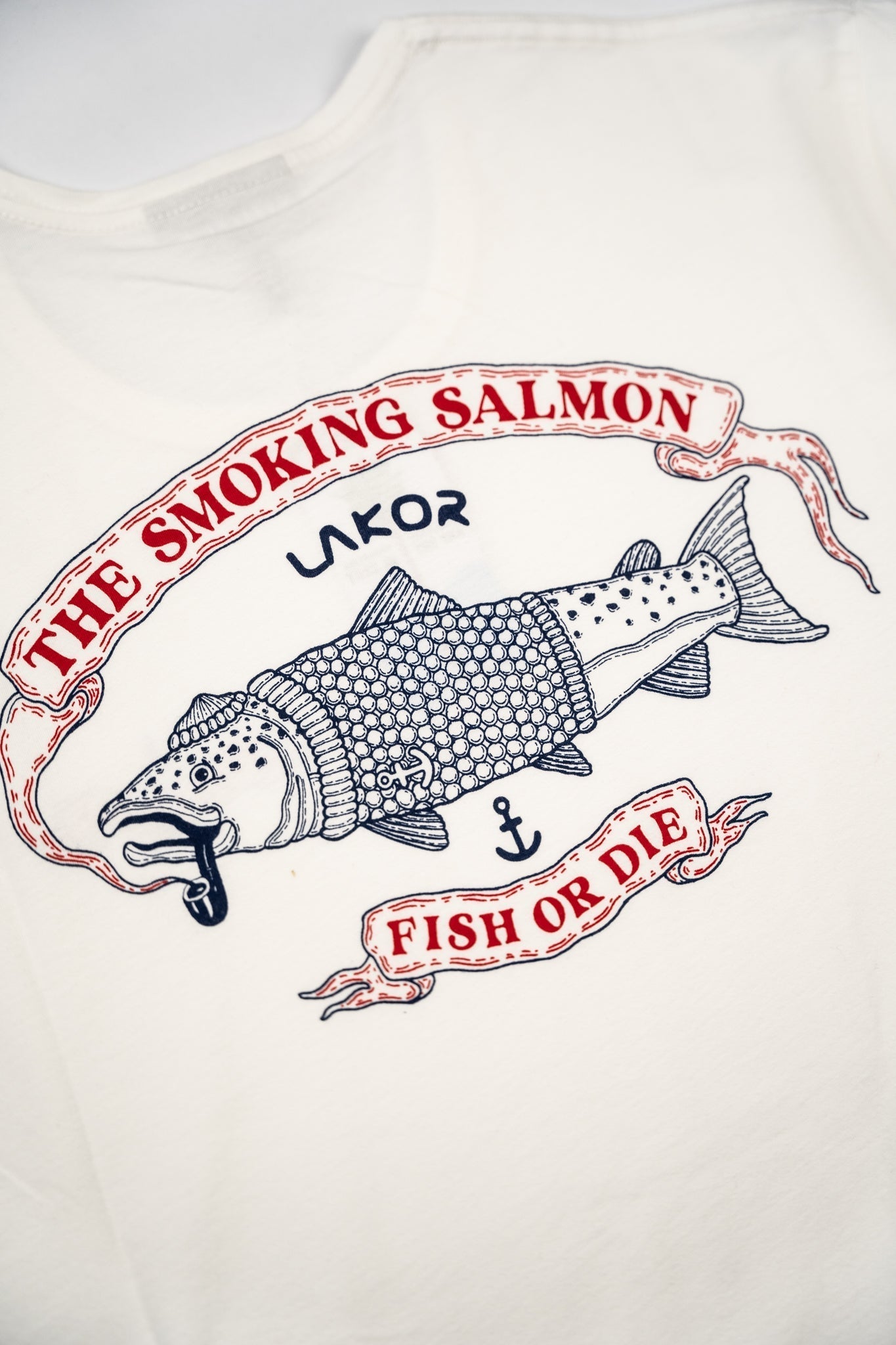 LAKOR The Smoking Salmon Back T-shirt T-Shirt Star White