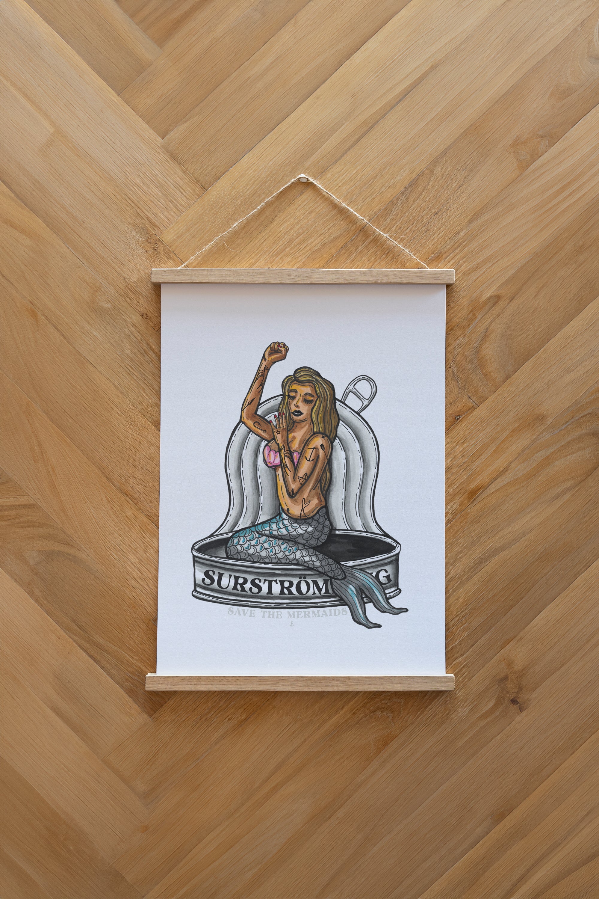 Tinned Mermaid Poster - White
